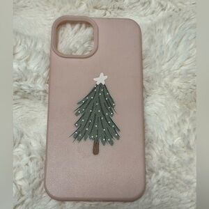 Pink iPhone 13 Case with Christmas Tree Design